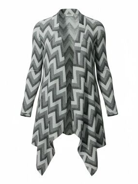 Zulily Chevron Open Front Duster Cardigan – Green Blue – Size XL